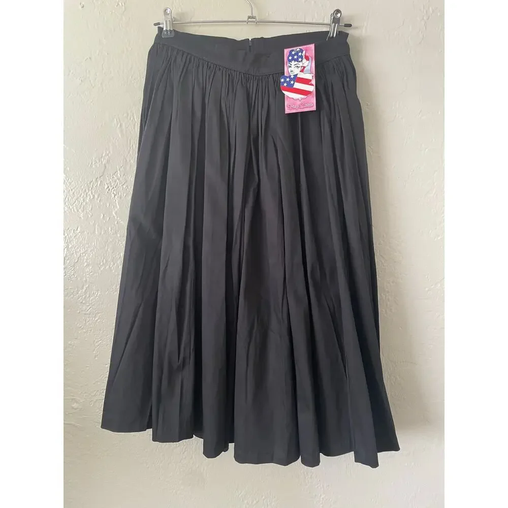 NWT PINUP COUTURE JENNY GATHERED SWING SKIRT SATEEN L Feminine 50s Minimalist - Picture 2 of 9